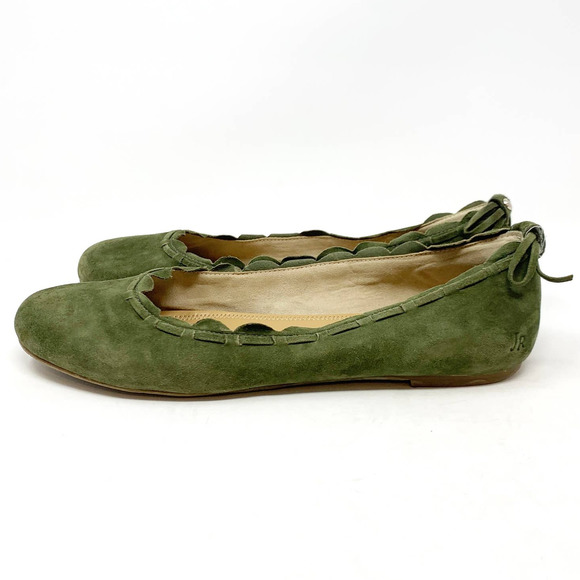 Jack Rogers Shoes - Jack Rogers Olive Lucie Suede Scallop Ballet Flats